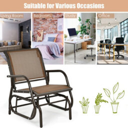 Costway Outdoor Swing Glider Chair Patio Garden Rocking Chair W/ Metal Frame - thumbnail 7