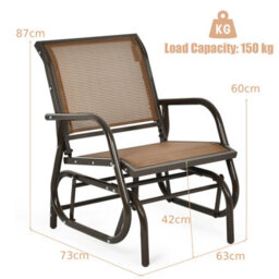 Costway Outdoor Swing Glider Chair Patio Garden Rocking Chair W/ Metal Frame - thumbnail 2