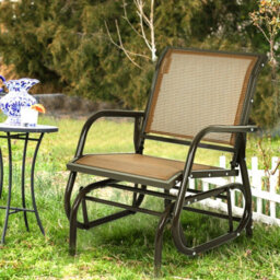Costway Outdoor Swing Glider Chair Patio Garden Rocking Chair W/ Metal Frame - thumbnail 3