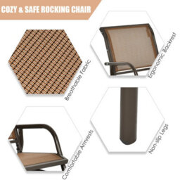 Costway Outdoor Swing Glider Chair Patio Garden Rocking Chair W/ Metal Frame - thumbnail 9