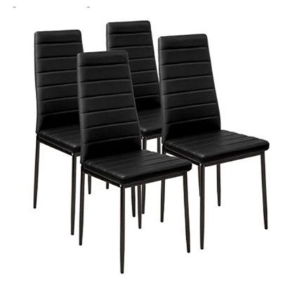 Set Of 4 Black Dining Chairs Set Padded Seat Metal Legs Kitchen Home Furniture - image 1