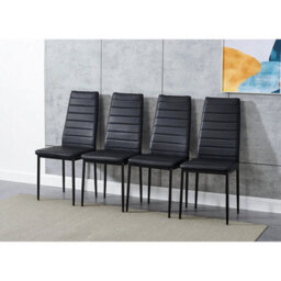 Set Of 4 Black Dining Chairs Set Padded Seat Metal Legs Kitchen Home Furniture - thumbnail 5
