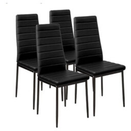 Set Of 4 Black Dining Chairs Set Padded Seat Metal Legs Kitchen Home Furniture - thumbnail 1