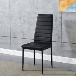 Set Of 4 Black Dining Chairs Set Padded Seat Metal Legs Kitchen Home Furniture - thumbnail 3