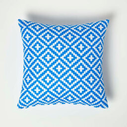 Homescapes Luxury Outdoor Cushions 2 Set, Waterproof Filled Cushions, Soft-Touch, Blue Geometric, For Garden And Indoors, 45X45 Cm - thumbnail 4