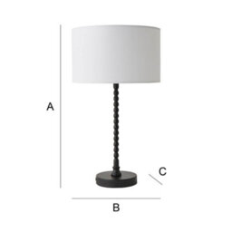 Valuelights Maeve White Fabric Drum Lamp Shade Matte Black Bobbin Bobble Table Lamp - thumbnail 6
