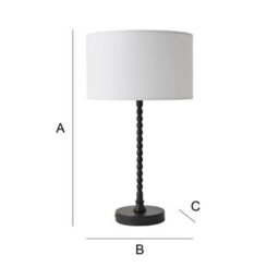 Valuelights Maeve White Fabric Drum Lamp Shade Matte Black Bobbin Bobble Table Lamp - thumbnail 7