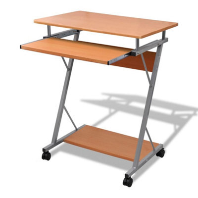 Vidaxl Compact Computer Desk With Pull-Out Keyboard Tray Brown - image 1