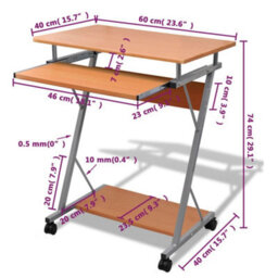 Vidaxl Compact Computer Desk With Pull-Out Keyboard Tray Brown - thumbnail 5