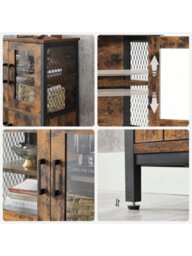 Songmics Storage Cabinet, Multipurpose Cupboard, Sideboard, Adjustable Shelf, Bathroom Cabinet, Steel Frame, - thumbnail 4