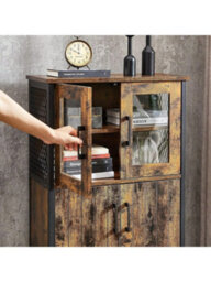 Songmics Storage Cabinet, Multipurpose Cupboard, Sideboard, Adjustable Shelf, Bathroom Cabinet, Steel Frame, - thumbnail 5