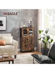 Songmics Storage Cabinet, Multipurpose Cupboard, Sideboard, Adjustable Shelf, Bathroom Cabinet, Steel Frame, - thumbnail 3