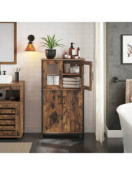 Songmics Storage Cabinet, Multipurpose Cupboard, Sideboard, Adjustable Shelf, Bathroom Cabinet, Steel Frame, - thumbnail 2