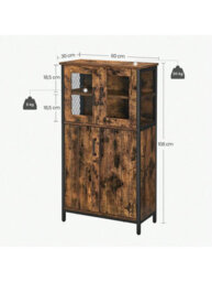 Songmics Storage Cabinet, Multipurpose Cupboard, Sideboard, Adjustable Shelf, Bathroom Cabinet, Steel Frame, - thumbnail 8