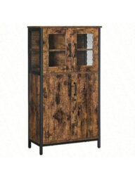 Songmics Storage Cabinet, Multipurpose Cupboard, Sideboard, Adjustable Shelf, Bathroom Cabinet, Steel Frame, - thumbnail 9