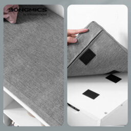 Vasagle Entryway Storage Bench With Cushion, Drawer And Open Compartments, White And Gray - thumbnail 5
