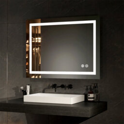 Emke Led Bathroom Mirror Bluetooth Bathroom Mirror With Shaver Socket Dimmable Mirror With Demister, Fuse, 600X800mm - thumbnail 1
