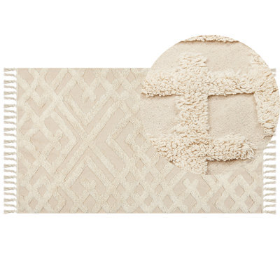 Beliani Rug Ardahan Beige 80 X 150 Cm Cotton - image 1