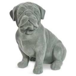 Animal Crackers Sitting Pug Dog Figurine Grey Velvet Ornament - thumbnail 5