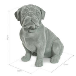 Animal Crackers Sitting Pug Dog Figurine Grey Velvet Ornament - thumbnail 7