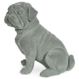 Animal Crackers Sitting Pug Dog Figurine Grey Velvet Ornament - thumbnail 4