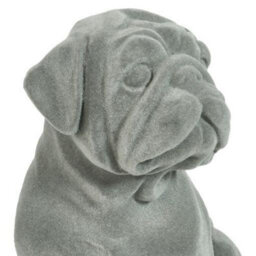 Animal Crackers Sitting Pug Dog Figurine Grey Velvet Ornament - thumbnail 3