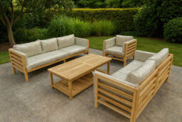 Teak Garden Sofa Set With Coffee Table 3 2 And 1 Seater - thumbnail 2
