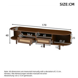 Matteo 170Cm Dark Oak Tv Stand With Rattan Drawers And Sliding Doors - thumbnail 7