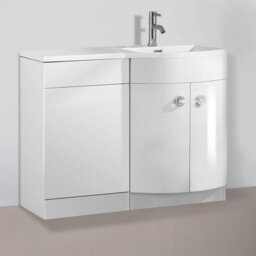 Nes Home Dene Bathroom 1100 mm D Shape White Basin Vanity Wc Unit Cabinet Right Hand - thumbnail 4
