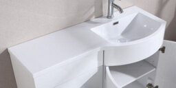 Nes Home Dene Bathroom 1100 mm D Shape White Basin Vanity Wc Unit Cabinet Right Hand - thumbnail 6
