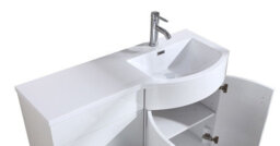 Nes Home Dene Bathroom 1100 mm D Shape White Basin Vanity Wc Unit Cabinet Right Hand - thumbnail 5
