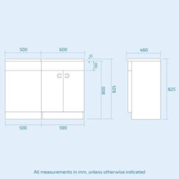 Nes Home Dene Bathroom 1100 mm D Shape White Basin Vanity Wc Unit Cabinet Right Hand - thumbnail 9