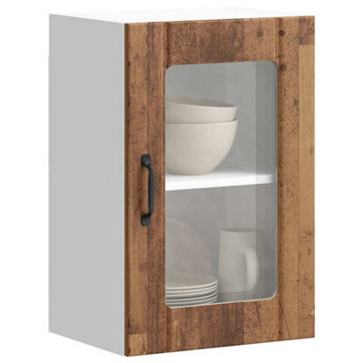 Berkfield Kitchen Wall Cabinet With Glass Door Lucca Old Wood - image 1