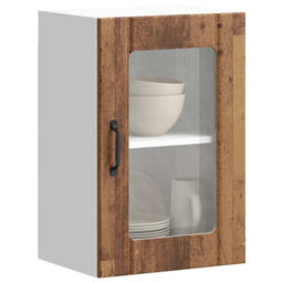 Berkfield Kitchen Wall Cabinet With Glass Door Lucca Old Wood