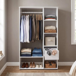 Open Wardrobe Clothes Rail Bedroom Clothes Storage W/hanging Rod - thumbnail 3