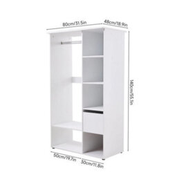 Open Wardrobe Clothes Rail Bedroom Clothes Storage W/hanging Rod - thumbnail 2