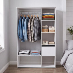 Open Wardrobe Clothes Rail Bedroom Clothes Storage W/hanging Rod - thumbnail 5