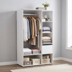 Open Wardrobe Clothes Rail Bedroom Clothes Storage W/hanging Rod - thumbnail 4
