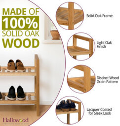 Hallowood Furniture Waverly Oak Narrow 2 Tier Stackable Shoe Rack - thumbnail 5
