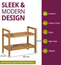Hallowood Furniture Waverly Oak Narrow 2 Tier Stackable Shoe Rack - thumbnail 3
