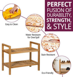 Hallowood Furniture Waverly Oak Narrow 2 Tier Stackable Shoe Rack - thumbnail 2