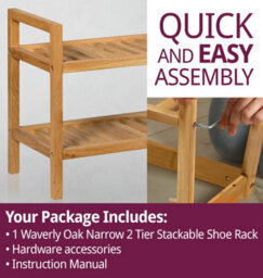 Hallowood Furniture Waverly Oak Narrow 2 Tier Stackable Shoe Rack - thumbnail 8