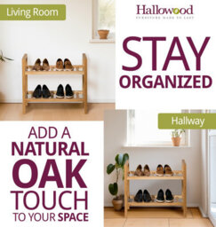 Hallowood Furniture Waverly Oak Narrow 2 Tier Stackable Shoe Rack - thumbnail 7