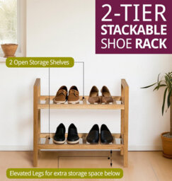 Hallowood Furniture Waverly Oak Narrow 2 Tier Stackable Shoe Rack - thumbnail 6