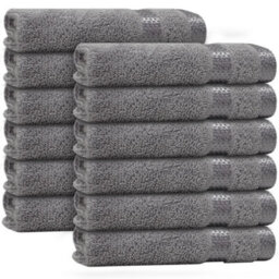Casabella 12 Pack Flannel Face Cloth - 100% Cotton Face Towels Soft & Absorbent Super Quality Washcloths - thumbnail 1