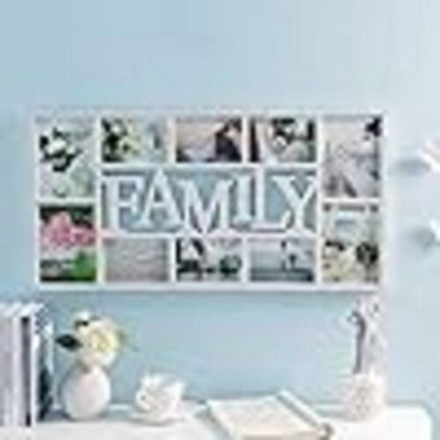 Deenz White Family Collage Photo Frame 10 Photos Modern Wall Decor 36X73Cm Plastic Family Text