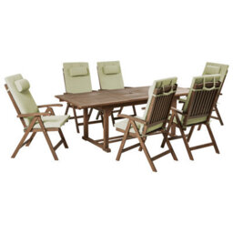 Beliani Garden Dining Set 6 Seater Amantea Premium Acacia Wood Green - thumbnail 1