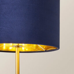 Valuelights Christina Navy Velvet And Gold Inner Shade Gold Palm Leaf Table Lamp With Bulb - thumbnail 4