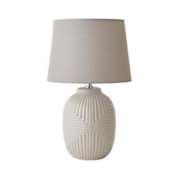 Valuelights Harrison Tapered Shade Grey Geo Ribbed Pattern Gloss Medium Table Lamp With Bulb - thumbnail 8