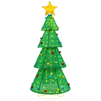 Costway 190 Cm Collapsible Christmas Tree Tinsel Pre-Lit Christmas Decoration - image 1